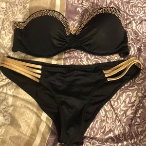 Victoria Secret black and gold bombshell two piece